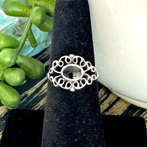 925 Sterling Silver and Black Onyx  Women’s Southwest Filigree Ring Size 6.25